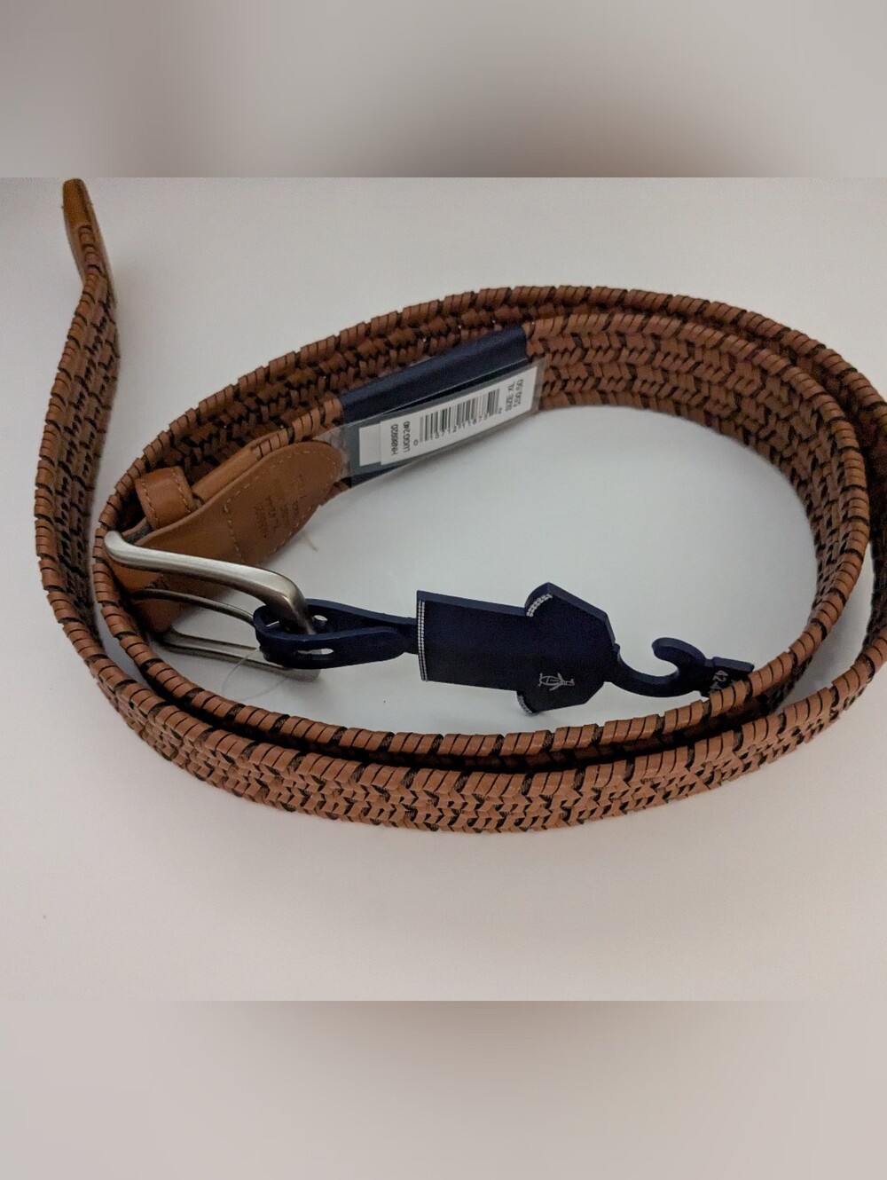 New Original Penguin Braided Stretch Belt Men’s XL 42-44 Bonded Leather Brown